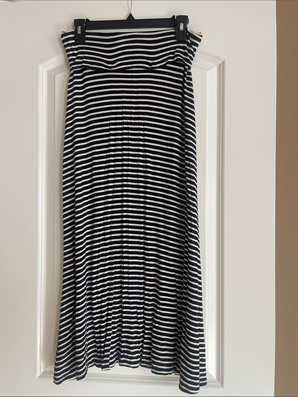 Lily White Black and White Striped Maxi Skirt